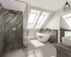 Modern bathroom interior with minimalistic shower